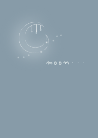 シンプルでゆるい月 くすみブルー