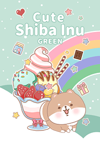 冰淇淋星空 可愛寶貝柴犬 綠色