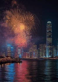 Pink Skyscraper Celebration Fireworks