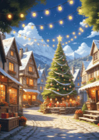 村莊廣場的聖誕樹