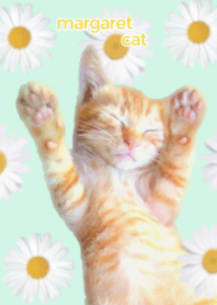 花と茶トラ猫 着せ替え (グリーンカラー)