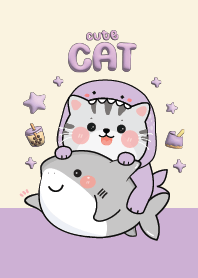 แมวชุดฉลามน่ารัก : สีม่วง :D