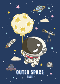 浩瀚宇宙 可愛寶貝太空人 滿月 藍色星空2