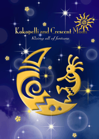 Kokopelli And Crescent Moon Gold Line Theme Line Store