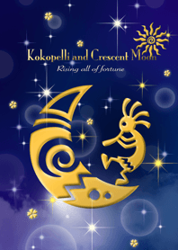 Kokopelli and Crescent Moon(gold)