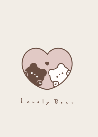 Pair Bears in Heart(line)/pink brown.