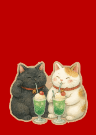 W & B Beckoning Cats on r & b