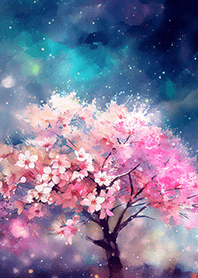 Beautiful night cherry blossoms#1014