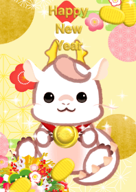 Happy New Year(white dragon, gold medal)