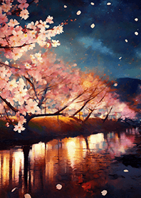 Beautiful night cherry blossoms#1498