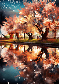 Beautiful night cherry blossoms#1423