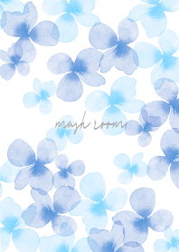 水彩フラワー　ブルー mush