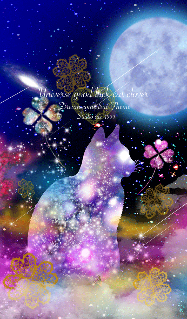 運気上昇 Universe good luck cat clover