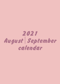 2021カレンダー 8月、9月（日本用）pink