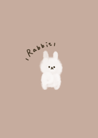 ベージュと水彩うさぎ。