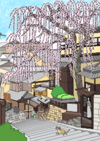 日本風景-京都-櫻花老街