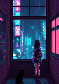 霓虹城市少女與貓-海市蜃樓2 護眼深色