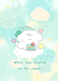 White dog floating on the clouds1