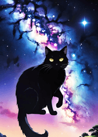 Night Moon Star Cat B831fE