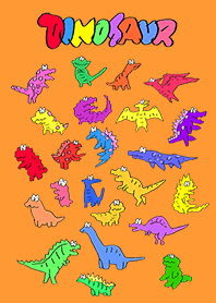 Gathering dinosaur toys/orange.