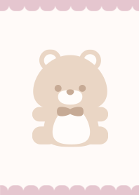 Cute teddy simple [pink/beige]