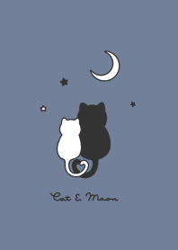 Cat & Moon 2 (snuggling)line/grayblue2.