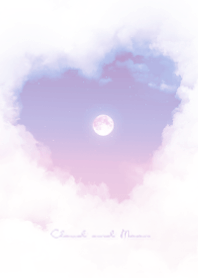 ハート雲と満月 - パープル & ピンク 04