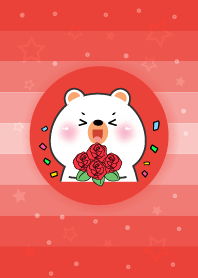 หมีขาว รักสีแดง เรียบง่าย