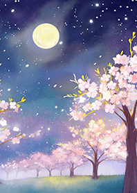 Beautiful night cherry blossoms#242