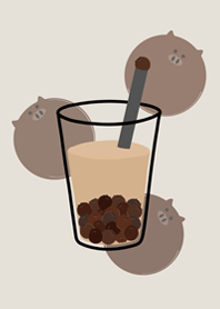 Pig shaped milk tea!(fog gray brown)