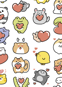 cute little animals and hearts