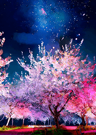 Beautiful night cherry blossoms#1336