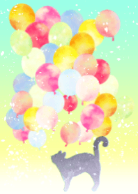 Balloons & Dark cat & Donuts