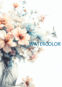 WATERCOLOR-PINK BLUE FLOWER 98
