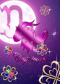 Capricorn four Leaf Clover Moon purple