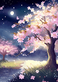Beautiful night cherry blossoms#627