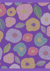 Hand drawn flowers on purple