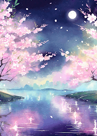 Beautiful night cherry blossoms#599