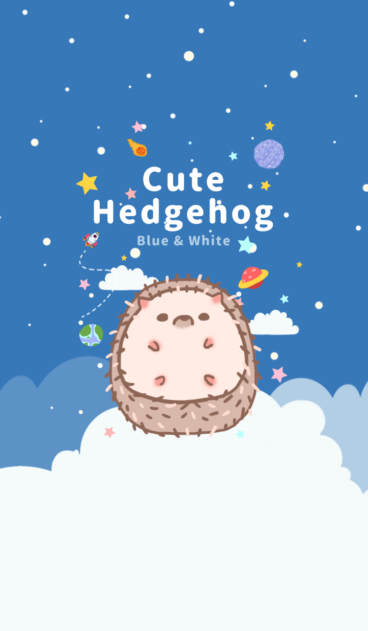 misty cat-Cute Hedgehog Galaxy blue sky
