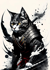 Ink wash cat samurai f10d98