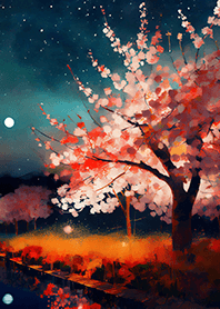 Beautiful night cherry blossoms#635