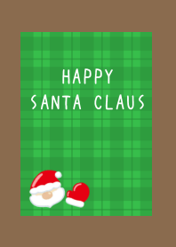 HAPPY SANTA CLAUS-GREEN CHECKERED-BROWN