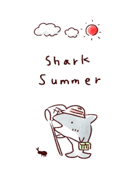 simple shark Summer vacation White blue.