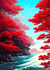 อุกิโยะเอะคลื่น - แดง 2