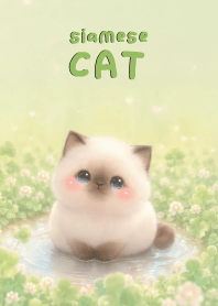 Kawaii siamese cat In Clover