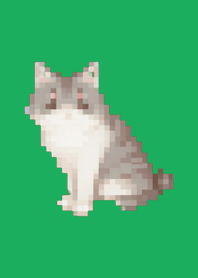 Tema Seni Piksel Kucing Hijau 01