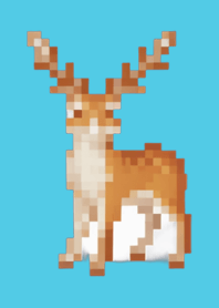 Deer Pixel Art Theme  Blue 03