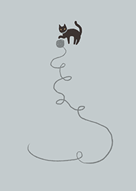 黒猫と青灰色の毛糸
