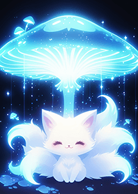 Blue fox of the mushroom forest