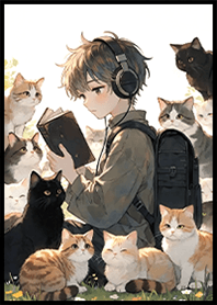 療癒生活貓咪朋友 男孩與貓9Q 深黑色